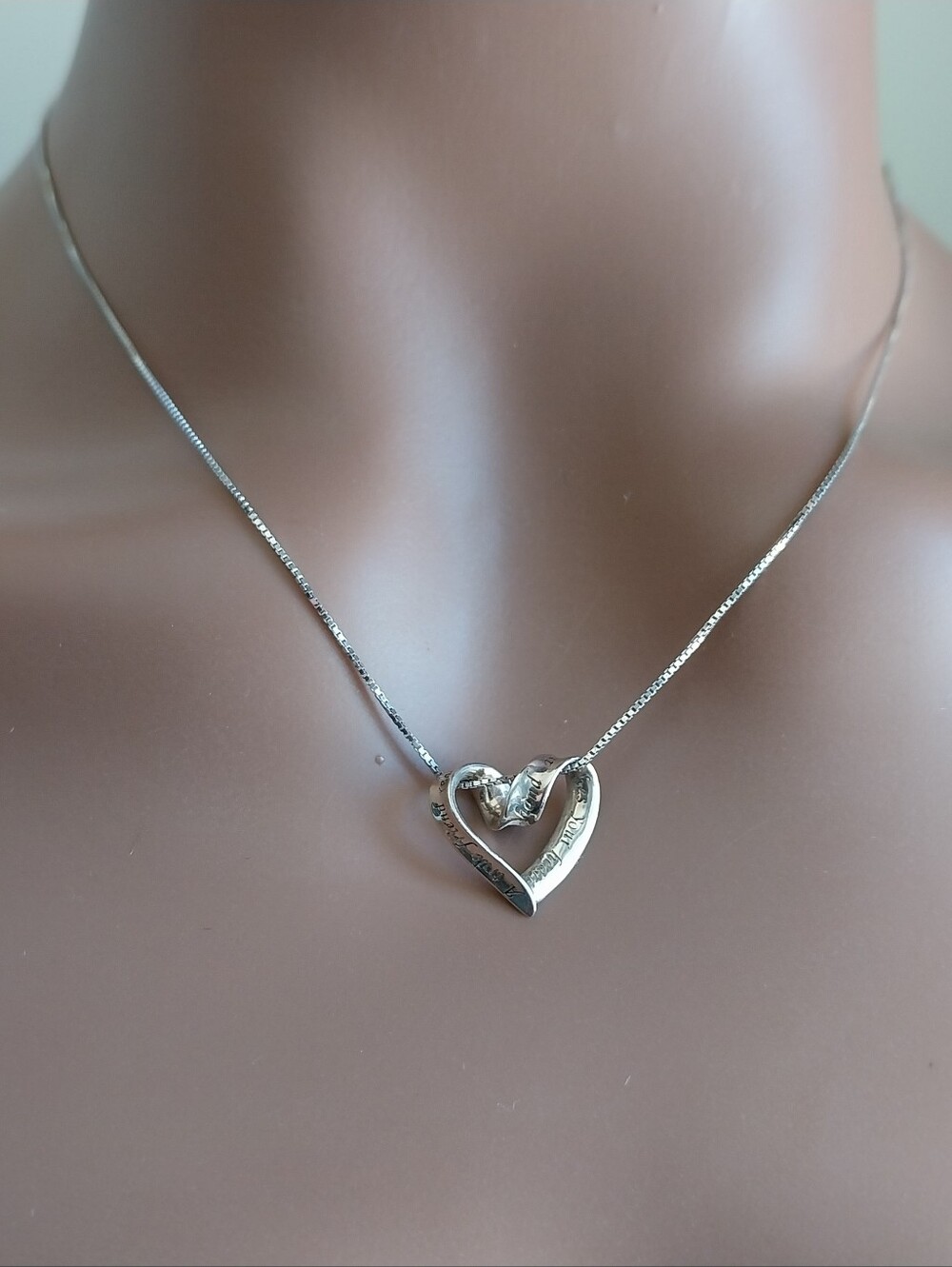 Sterling Silver Heart Pendant Necklace - Silver - Picture 2 of 12